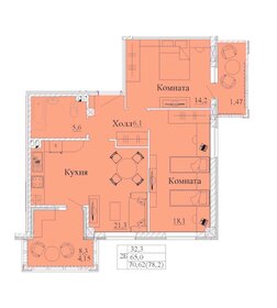 Квартира 78,2 м², 2-комнатная - изображение 1