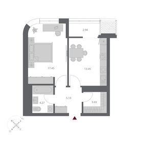 Квартира 46,9 м², 1-комнатная - изображение 1
