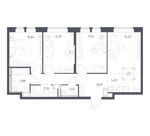 71,1 м², 2-комнатная квартира 11 700 000 ₽ - изображение 65