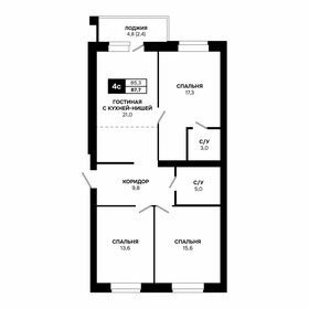 Квартира 87,7 м², 4-комнатная - изображение 1