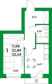 Квартира 33,5 м², 1-комнатная - изображение 1