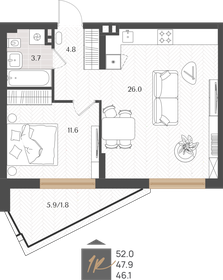 Квартира 47,9 м², 1-комнатная - изображение 1