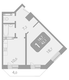 Квартира 42,2 м², 1-комнатная - изображение 1