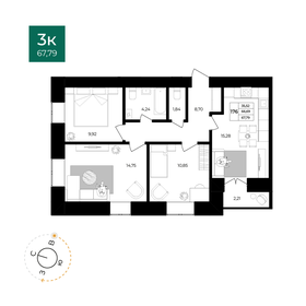 Квартира 67,8 м², 3-комнатная - изображение 1