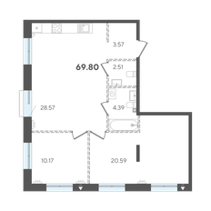 Квартира 69,8 м², 2-комнатная - изображение 3