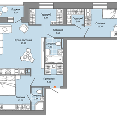 Квартира 76 м², 2-комнатная - изображение 2