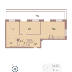 Квартира 105,7 м², 2-комнатная - изображение 2