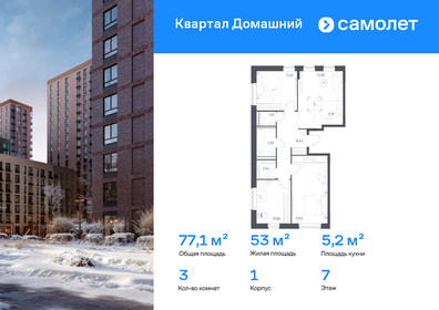 Квартира 77,1 м², 3-комнатная - изображение 1
