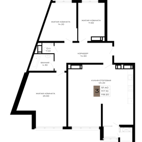 Квартира 119,2 м², 3-комнатная - изображение 1