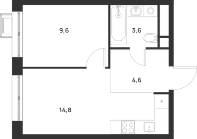 Квартира 32,6 м², 1-комнатная - изображение 1