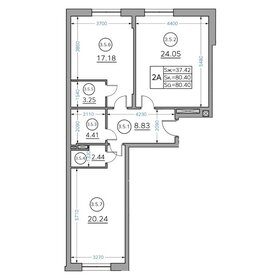 Квартира 80,1 м², 2-комнатная - изображение 1