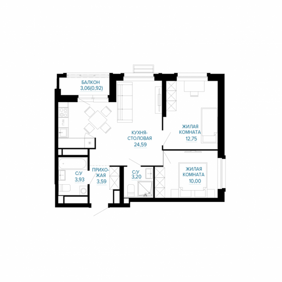 55,3 м², 2-комнатная квартира 9 841 000 ₽ - изображение 16