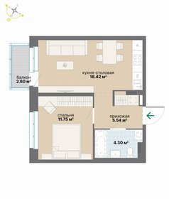 Квартира 42,6 м², 1-комнатная - изображение 1