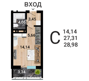 Квартира 30,2 м², студия - изображение 1