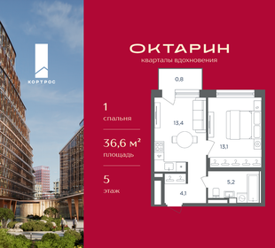 Квартира 36,6 м², 1-комнатная - изображение 1