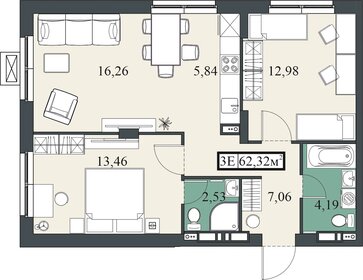 Квартира 62,3 м², 3-комнатная - изображение 1
