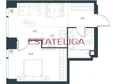 Квартира 37,3 м², 2-комнатная - изображение 1