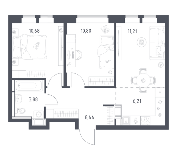 71,1 м², 2-комнатная квартира 11 700 000 ₽ - изображение 56