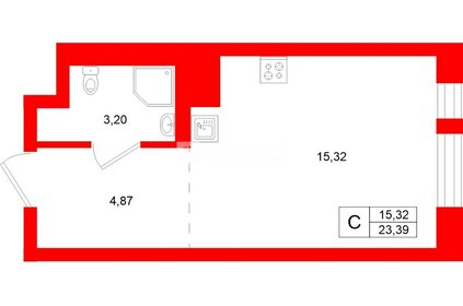 Квартира 23,4 м², студия - изображение 1