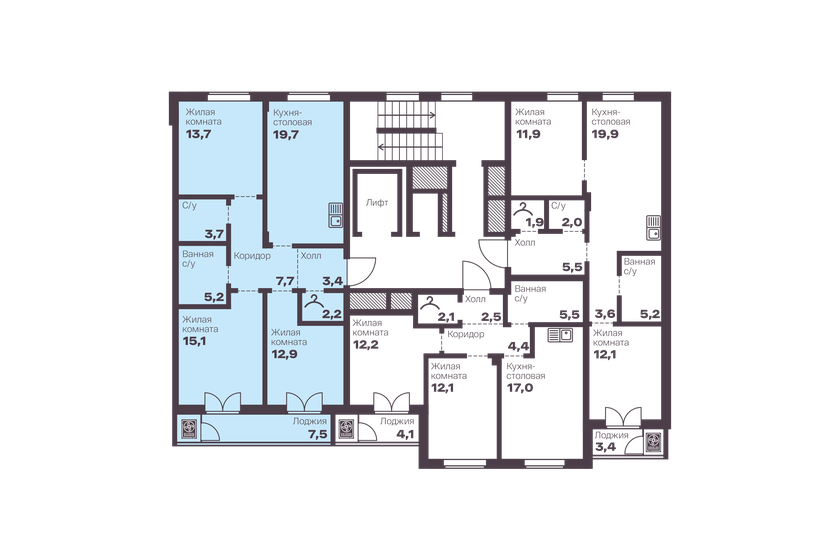 73,9 м², 3-комнатная квартира 13 368 510 ₽ - изображение 14