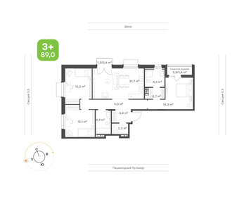 Квартира 89 м², 3-комнатная - изображение 1