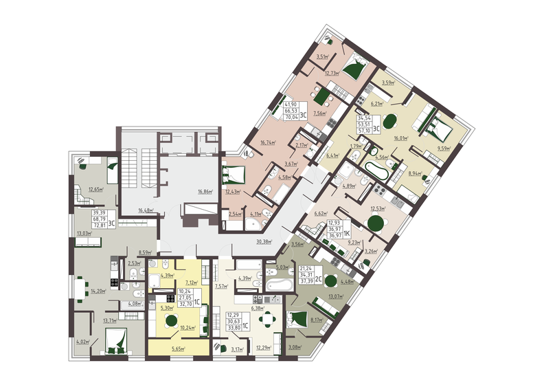 65,7 м², 3-комнатная квартира 6 300 000 ₽ - изображение 85