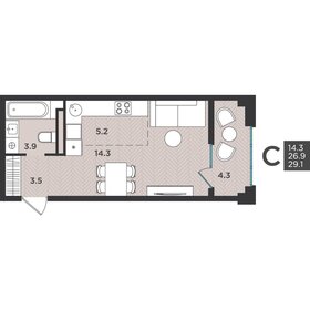 Квартира 29,1 м², студия - изображение 1