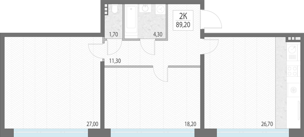Квартира 89,8 м², 2-комнатная - изображение 1