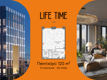 Квартира 125,3 м², 2-комнатная - изображение 1