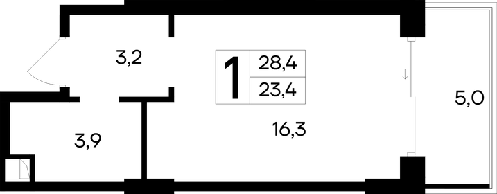 Квартира 28,4 м², 1-комнатные - изображение 1