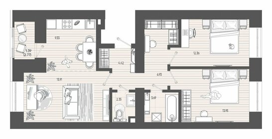 Квартира 70,3 м², 3-комнатная - изображение 2
