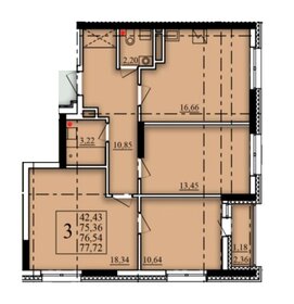 Квартира 76,5 м², 3-комнатная - изображение 1