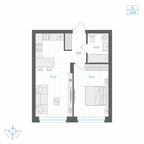 Квартира 44 м², 1-комнатная - изображение 1