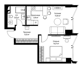 Квартира 45,6 м², 1-комнатная - изображение 2