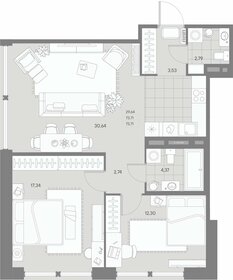 Квартира 74,4 м², 2-комнатная - изображение 1