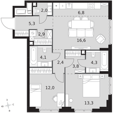 Квартира 73,5 м², 3-комнатная - изображение 3