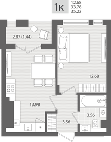 Квартира 35,2 м², 1-комнатная - изображение 1