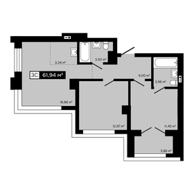 Квартира 61,9 м², 3-комнатная - изображение 1