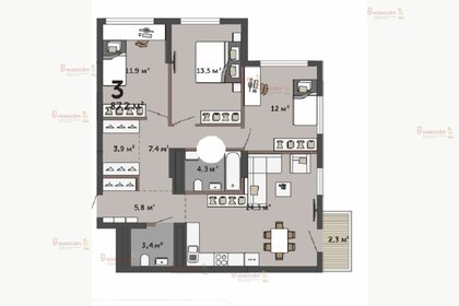 Квартира 87 м², 4-комнатная - изображение 1