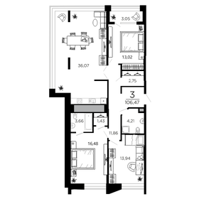 Квартира 105 м², 3-комнатная - изображение 1