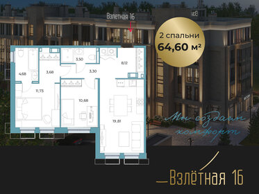 Квартира 64,6 м², 2-комнатная - изображение 1