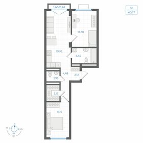 Квартира 60,8 м², 2-комнатная - изображение 1