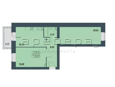 Квартира 67 м², 2-комнатная - изображение 1