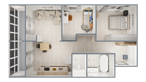 Квартира 64,3 м², 2-комнатная - изображение 2