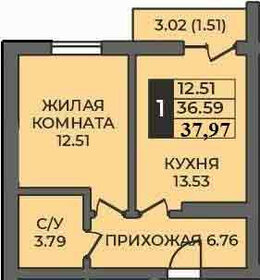 Квартира 38 м², 1-комнатная - изображение 1