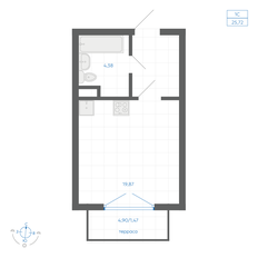 Квартира 25,7 м², студия - изображение 3