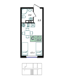 Квартира 23,8 м², студия - изображение 1