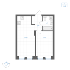 Квартира 43,8 м², 1-комнатная - изображение 2