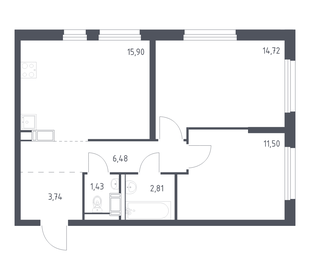 Квартира 56,6 м², 2-комнатная - изображение 1