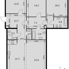 Квартира 128,6 м², 3-комнатная - изображение 2